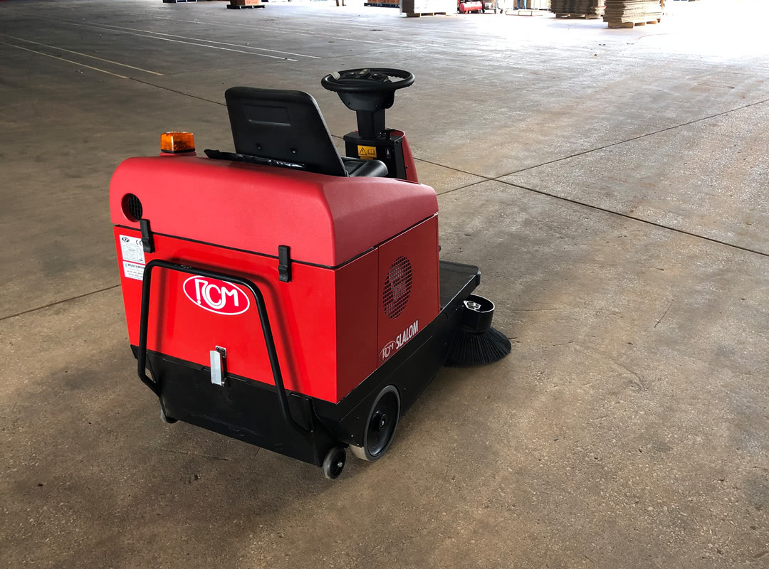 Brush and Broom sweeper MAchine being used in a Factory